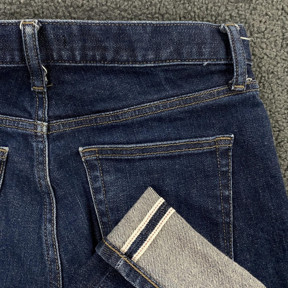 Uniqlo Jeans Mens 30x32 Blue Slim Straight Kaihara Selvedge Denim Stretch